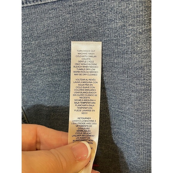 Chicos Zenergy‎ Size 0 French Terry Indigo Jean Jacket Embroidered Floral - Picture 7 of 8